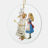 Alice en de Witte Koningin in Wonderland Keramisch Ornament (Links)