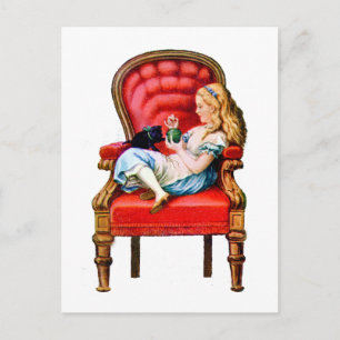 Alice en Dinah van door het kijkersglas Briefkaart