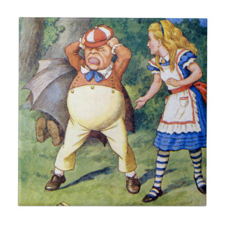 Alice en een boze Tweedledum in Wonderland Tegeltje