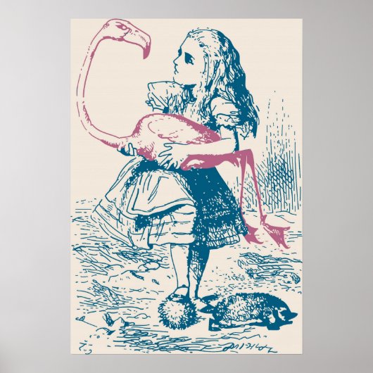 Alice en Flamingo Croquet Mallet Poster (Voorkant)