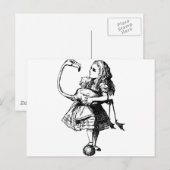 Alice en Flamingo Inked Black Briefkaart (Voorkant / Achterkant)