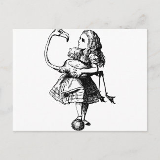 Alice en Flamingo Inked Black Briefkaart