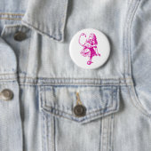 Alice en Flamingo Inked Pink Ronde Button 5,7 Cm (In situ)