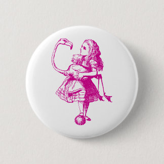 Alice en Flamingo Inked Pink Ronde Button 5,7 Cm