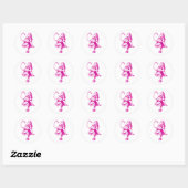 Alice en Flamingo Inked Pink Ronde Sticker (Vel)