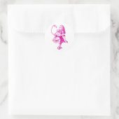 Alice en Flamingo Inked Pink Ronde Sticker (Tas)