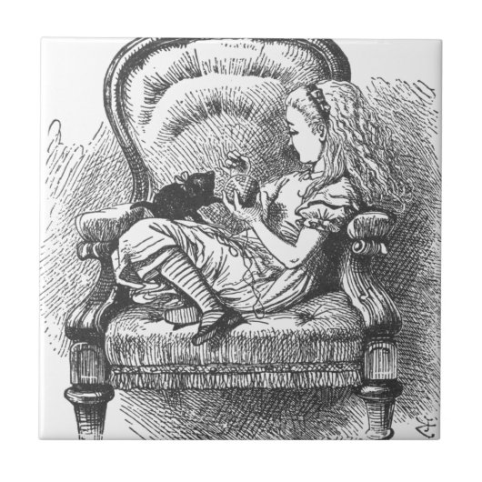 Alice en haar Kitten Tegeltje (Voorkant)