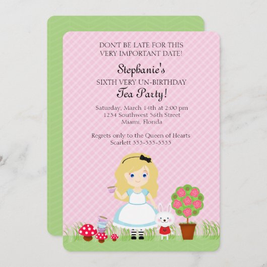 Alice en haar theepartij kaart (Voorkant / Achterkant)