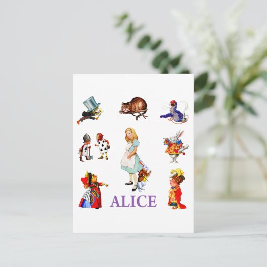 Alice en haar vrienden in Wonderland Briefkaart (Staand voorkant)