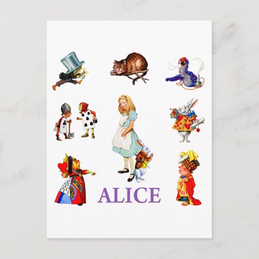 Alice en haar vrienden in Wonderland Briefkaart (Voorkant)