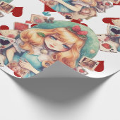Alice en harten thema cadeaupapier (Hoek)