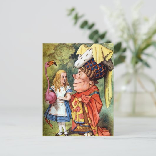 Alice en het Croquet van de Flamingo van het Spel Briefkaart (Staand voorkant)
