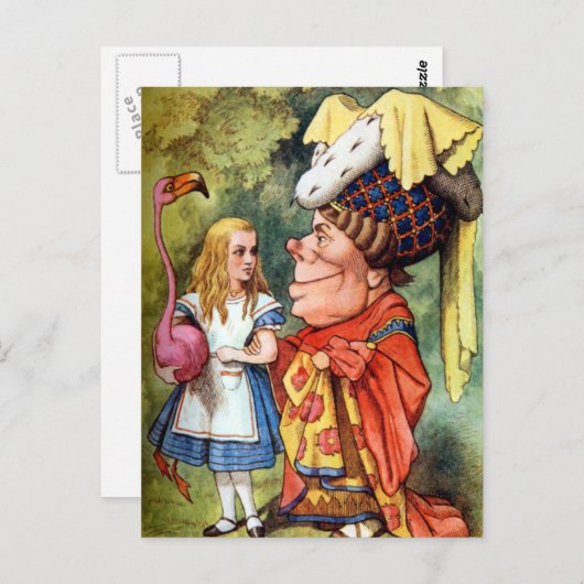 Alice en het Croquet van de Flamingo van het Spel Briefkaart (Voorkant / Achterkant)