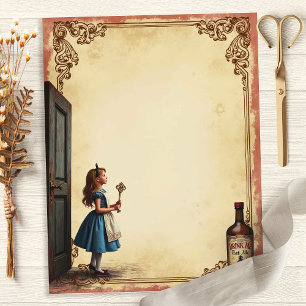 Alice en het Drink Me deur scrapbookpapier