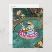 Alice en het Grijze Konijn retro collage kunst Briefkaart (Voorkant / Achterkant)