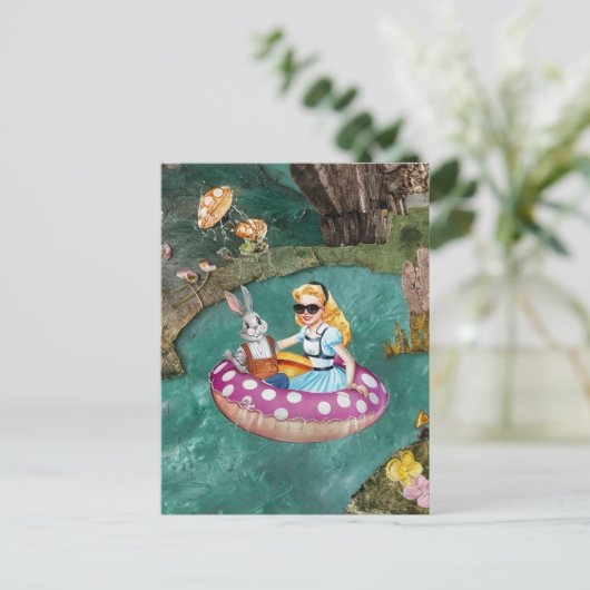 Alice en het Grijze Konijn retro collage kunst Briefkaart (Staand voorkant)