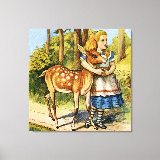 Alice en het hert in Wonderland Canvas Afdruk (Voorkant)