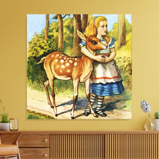 Alice en het hert in Wonderland Canvas Afdruk (Insitu (Woonkamer))