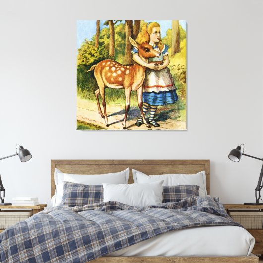Alice en het hert in Wonderland Canvas Afdruk (Insitu (Slaapkamer))