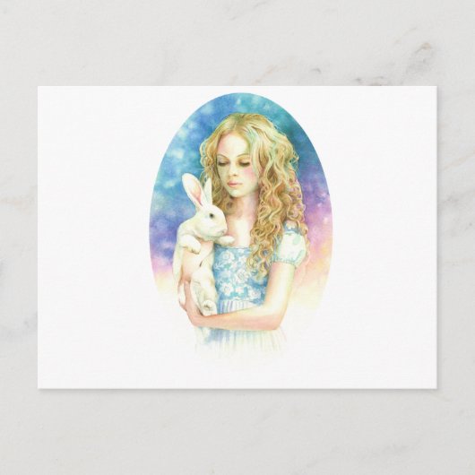 Alice en het konijn briefkaart (Voorkant)