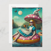 Alice en het konijn encaustische collage kunst briefkaart (Voorkant / Achterkant)