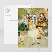 Alice en het konijn in de Queen of Hearts' Court Briefkaart (Voorkant / Achterkant)