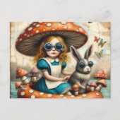Alice en het Konijn op een Float Trip Briefkaart (Voorkant)