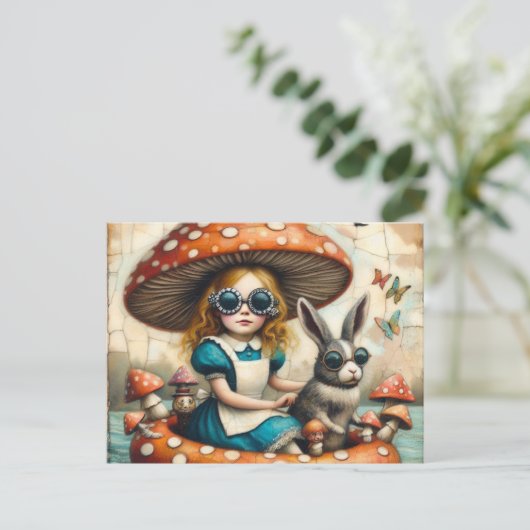 Alice en het Konijn op een Float Trip Briefkaart (Staand voorkant)