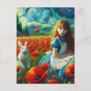 Alice en het konijn voeren Oz Van Gogh Fantasy Briefkaart