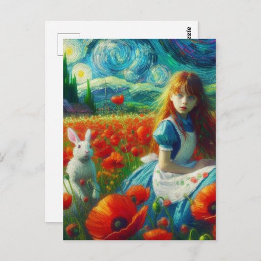 Alice en het konijn voeren Oz Van Gogh Fantasy Briefkaart (Voorkant / Achterkant)