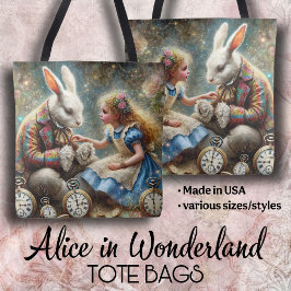 Alice en het Konijn Wonderland Fantasie Kunst Tote Bag