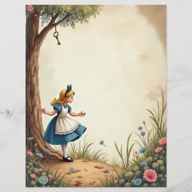 Alice en het sleutelboom scrapbookpapier (Voorkant)