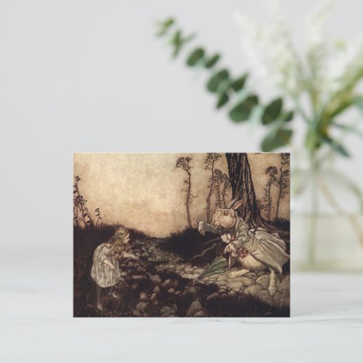 Alice en het witte konijn briefkaart (Staand voorkant)