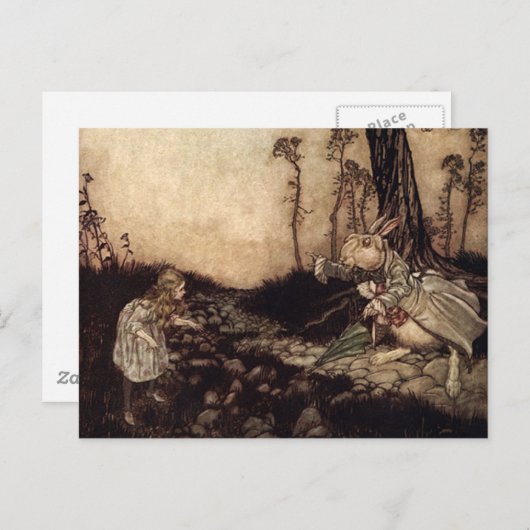 Alice en het witte konijn briefkaart (Voorkant / Achterkant)