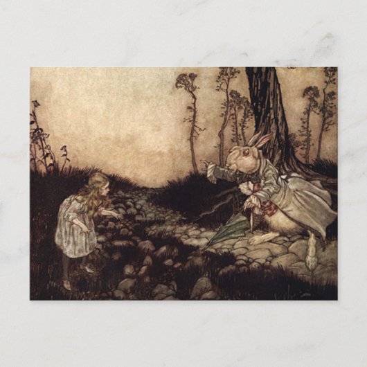 Alice en het witte konijn briefkaart (Voorkant)