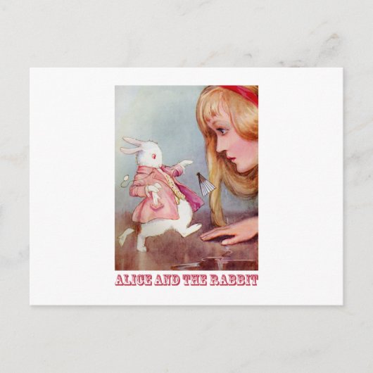 Alice en het witte konijn briefkaart (Voorkant)