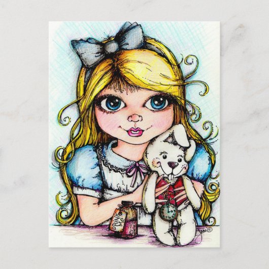 Alice en het witte konijn briefkaart (Voorkant)