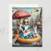 Alice en het witte konijn collage kunst briefkaart (Voorkant / Achterkant)
