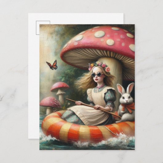 Alice en het witte konijn drijven door de rivier briefkaart (Voorkant / Achterkant)