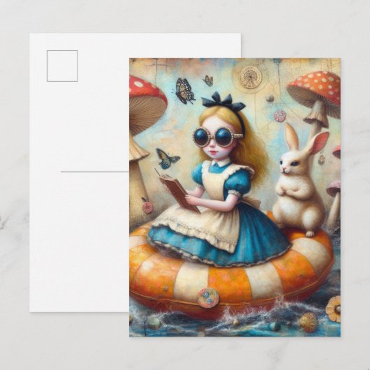 Alice en het witte konijn drijven door de rivier briefkaart (Voorkant / Achterkant)