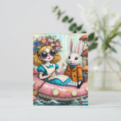 Alice en het Witte Konijn encaustische collage kun Briefkaart (Staand voorkant)