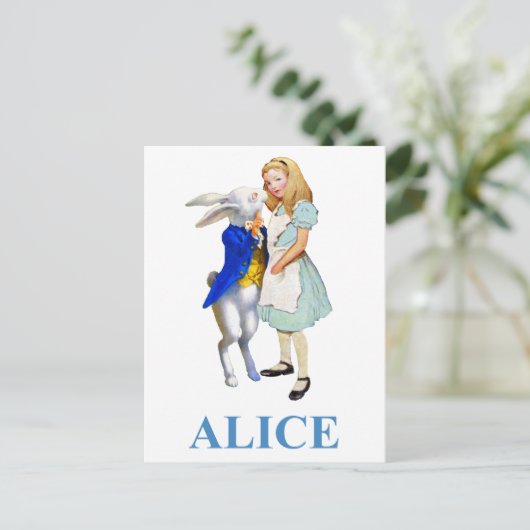 Alice en het witte konijn in Wonderland Briefkaart (Staand voorkant)