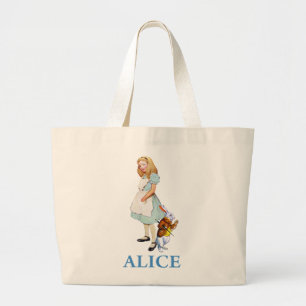 Alice en het witte konijn in Wonderland Grote Tote Bag