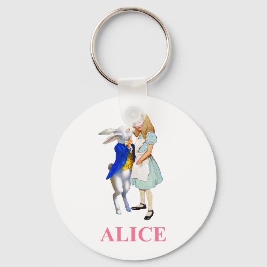 Alice en het witte konijn in Wonderland Sleutelhanger (Voorkant)