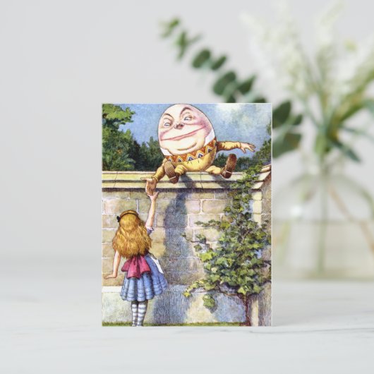 Alice en Humpty Dumpty in Wonderland Briefkaart (Staand voorkant)