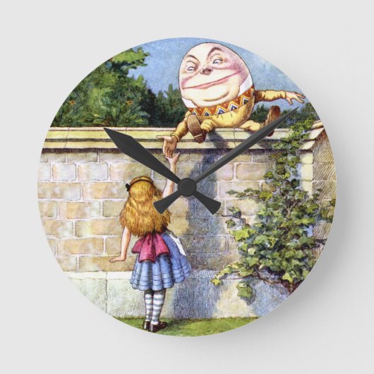 Alice en Humpty Dumpty in Wonderland Ronde Klok (Voorkant)
