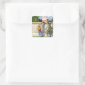 Alice en Humpty Dumpty in Wonderland Vierkante Sticker (Tas)