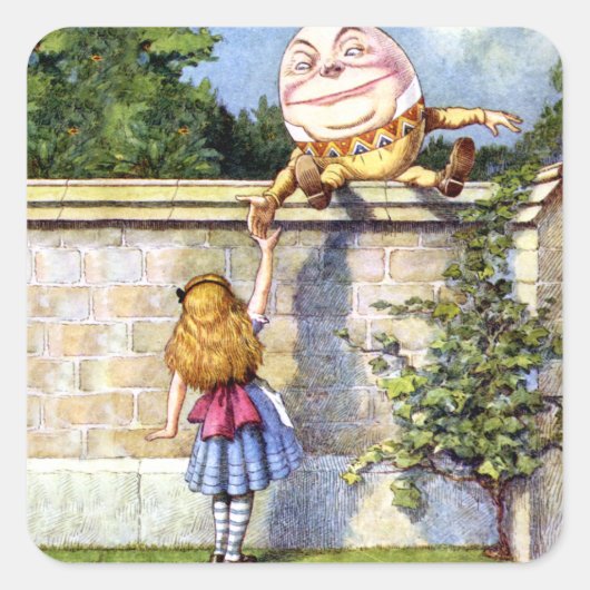 Alice en Humpty Dumpty in Wonderland Vierkante Sticker (Voorkant)