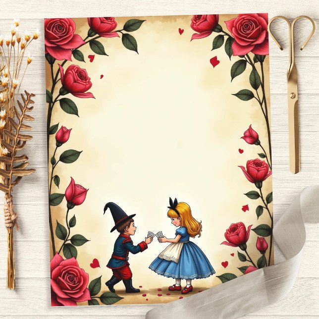 Alice en Kaarten Rozentuin Scrapbook Papier (Creator heeft geüpload)