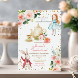 Alice en Konijn Verjaardag Tea Party Kaart